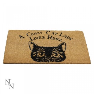 Paillasson d'Extrieur / Tapis "Une chatte folle vit ici" (45x75cm)