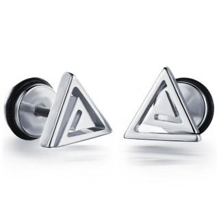 Paire de Faux plugs acier  triangle en spirale