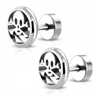 Paire de faux plugs  crane rebelle en acier