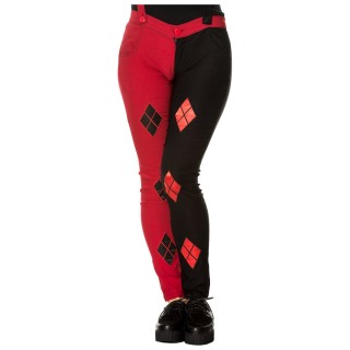 Pantalon femme goth-rock mi-noir mi-rouge "Juno" - BANNED