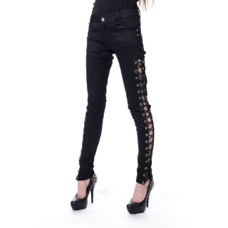 Pantalon femme noir à jambe façon corset CASEY - Vixxsin