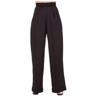 Pantalon femme taille haute noir � noeud papillon - BANNED