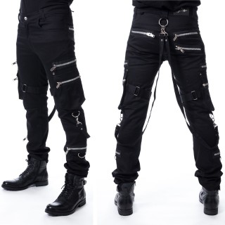 Pantalon homme noir  zips et mousquetons LOGAN - Vixxsin