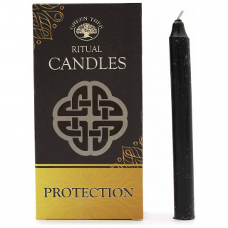 Paquet de 10 bougies noires pour rituel de Protection (12,5cm x 1cm)
