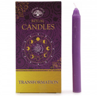 Paquet de 10 bougies violettes pour rituel de Transformation (12,5cm x 1cm)