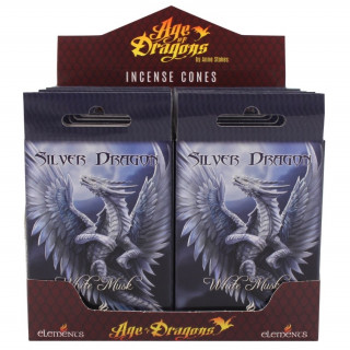 Paquet de 15 cônes d'encens senteur Silver Dragon (Dragon d'argent) - Anne Stokes