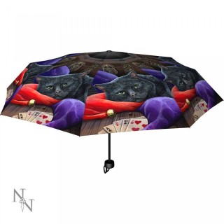 Parapluie  chat noir au repos et jeu de cartes - Lisa Parker