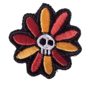 Patch tissu fleur  tte de mort - Banned