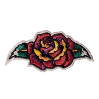 Patch tissu rose rouge  feuilles - Banned