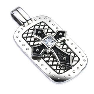 Pendentif  gothique bouclier avec croix sertie