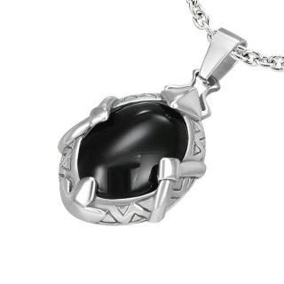 Pendentif acier cadre et agate ovale