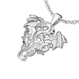 Pendentif acier dragon ail