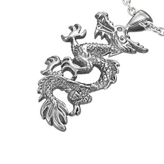 Pendentif acier dragon ondulant