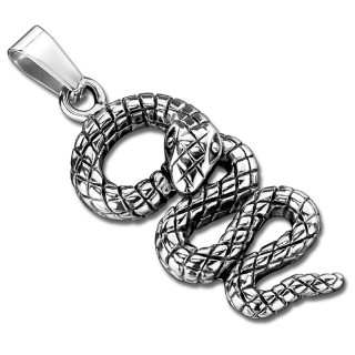 Pendentif acier en forme de serpent ondulé