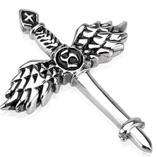 Pendentif acier pe gothique aile