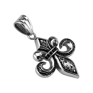 Pendentif acier fleur de Lys vieillie