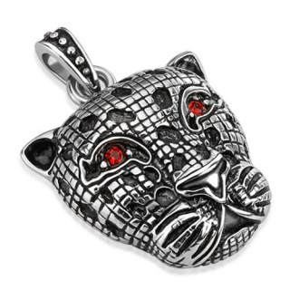 Pendentif acier jaguar  carreaux