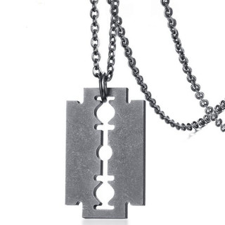 Pendentif acier lame de rasoir vintage (+chaine)