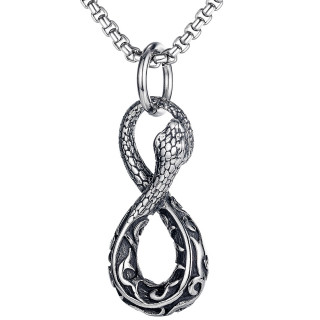 Pendentif acier serpent Boa symbole infini