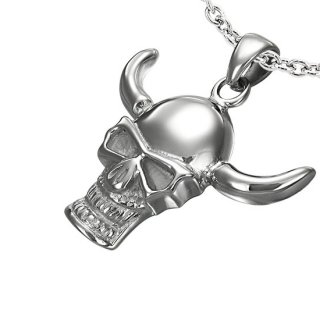 Pendentif acier tte de mort  cornes