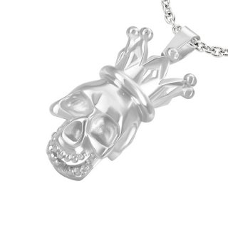 Pendentif acier tte de mort avec couronne