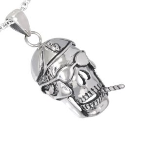 Pendentif acier tte de mort biker avec cigare