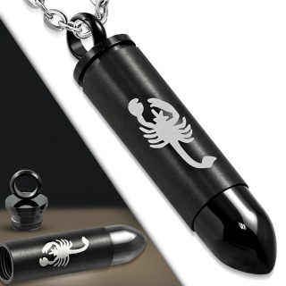 Pendentif balle munition noire  scorpion (dvissable)