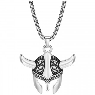 Pendentif casque celtique  cornes en acier