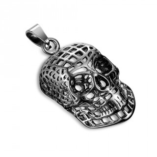 Pendentif crane noir style toile en acier