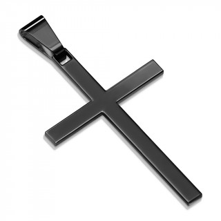 Pendentif croix latine noire en acier