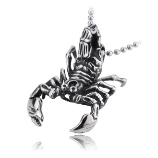 Pendentif en forme de scorpion en acier avec chaine