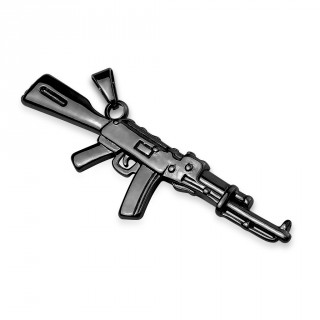 Pendentif fusil semi-automatique en acier noir