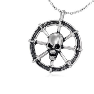 Pendentif gothique acier anneau avec dagues et crane