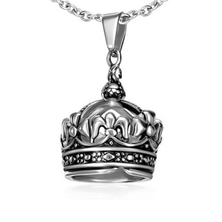 Pendentif gothique couronne noircie