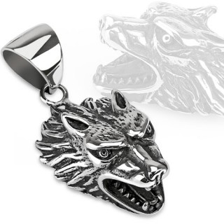 Pendentif gothique en acier loup froce