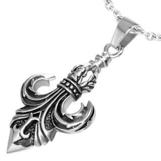 Pendentif gothique fleur de Lys noircie