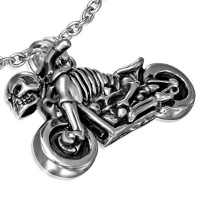 Pendentif gothique moto et squelettes fusionns