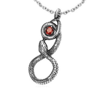 Pendentif gothique serpent avec pierre rouge