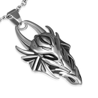 Pendentif gothique tte de dragon  cornes