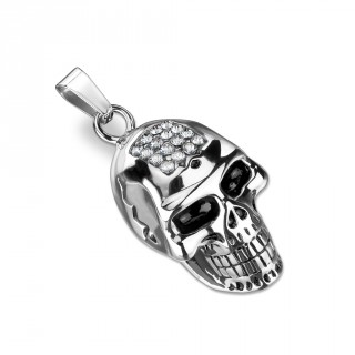 Pendentif homme crane  front pav de pierres