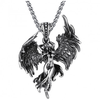 Pendentif homme  femme ange sexy en acier