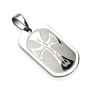 Pendentif gothique plaque avec croix en feu