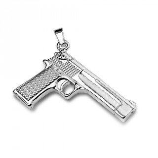 Pendentif pistolet semi-automatique en acier inox