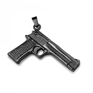 Pendentif pistolet semi-automatique en acier noir