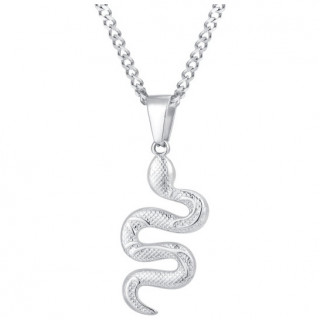 Pendentif serpent en acier (chaine incluse)