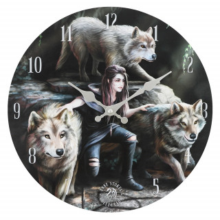 Pendule murale à femme aux loups Power Of Three - Anne Stokes