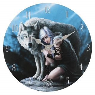 Pendule murale  femme et loup "Protector" - Anne Stokes