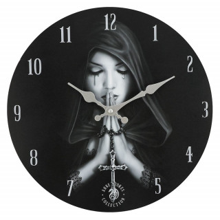 Pendule murale Gothic Prayer  femme vtue de noir en prire - Anne Stokes