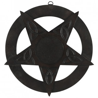 Pentacle / pentagramme mural en bois grav de Triquetras (29,5cm)