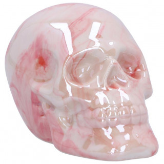 Petite tte de mort dco marbre rose en cramique (7cm)